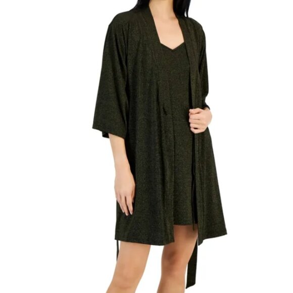 I.n.c. International Concepts Women's 2-Pc. Sparkle Robe & Chemise Set NWT Sz S - Picture 2 of 8